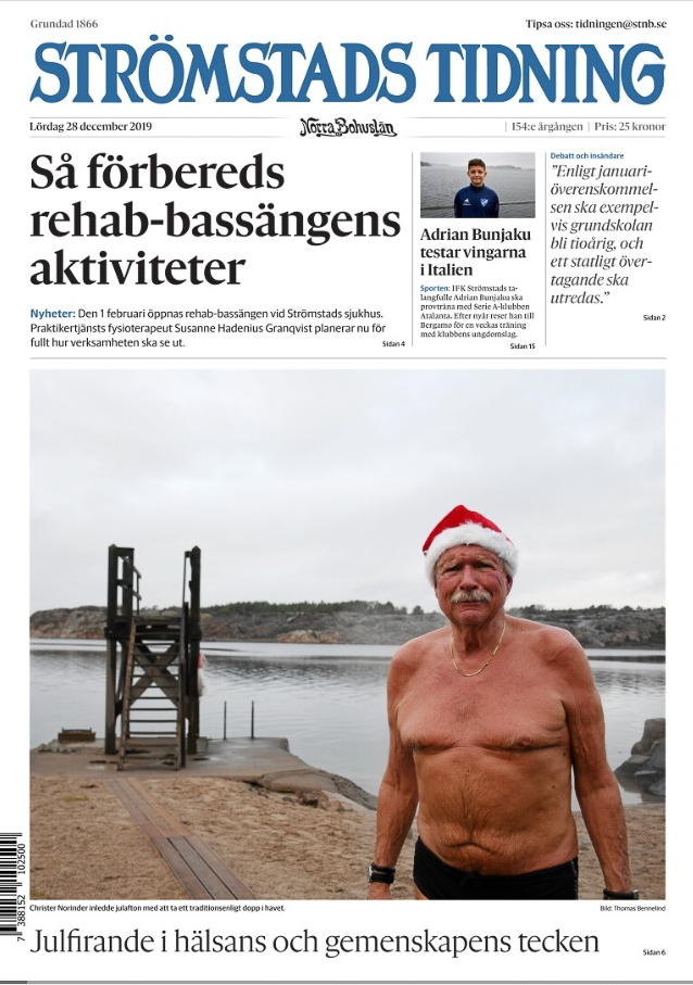 Christer är ingen badkruka. Bild från Strömstads Tidning